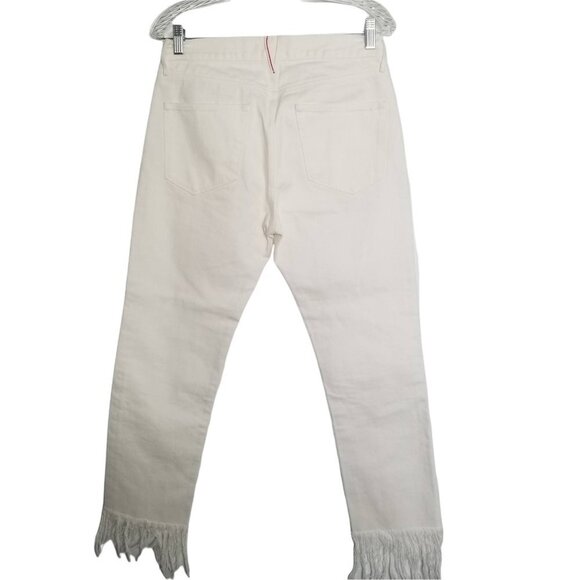 3x1 Bianca Women's Cropped White Fringe Straight Leg 100% Cotton Jeans 2… - Picture 3 of 11